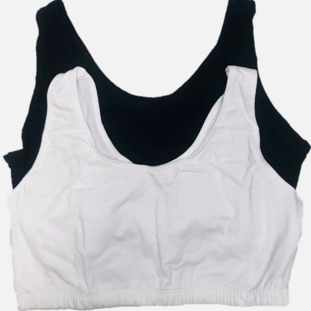 Plus Size Zone Pro 2-Pack Total Comfort Tank Style Ladies Sports Bra White+Black